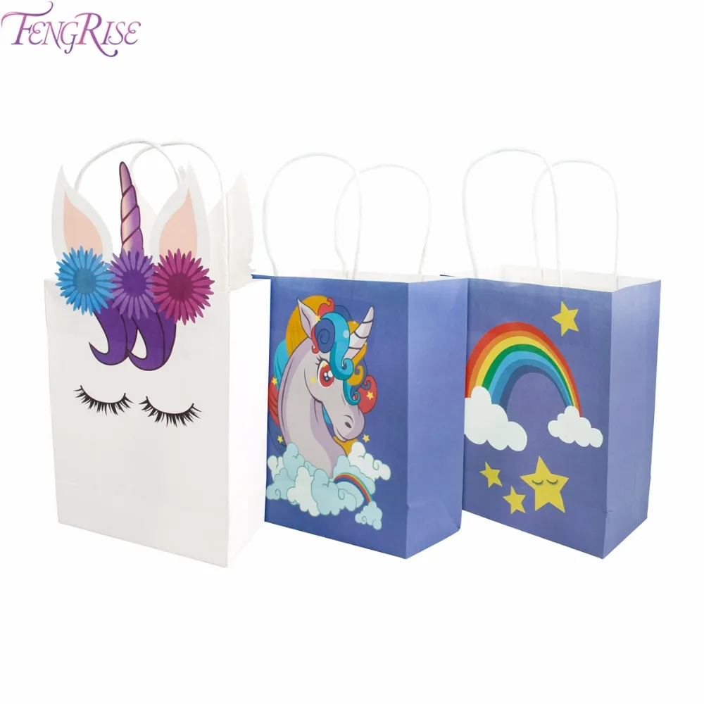 

FENGRISE 1PC Unicorn Gift Box Paper Birthday Gift Bag Unicornio Favors Birthday Party Gift Bag Wrapping Unicorn Party Supplies