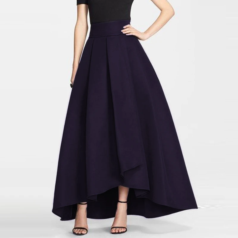Английская высокая низкая длинная юбка для женщин темно-синяя старая зеленая черная длинная юбка женская одежда плиссированная юбка макси