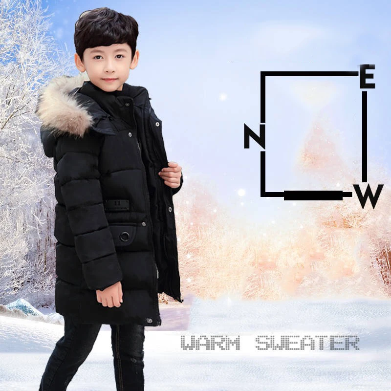 Детская зимняя куртка г., пальто с мехом для мальчиков, парки верхняя одежда для детей от 5 до 15 лет повседневное теплое пальто с капюшоном одежда для малышей