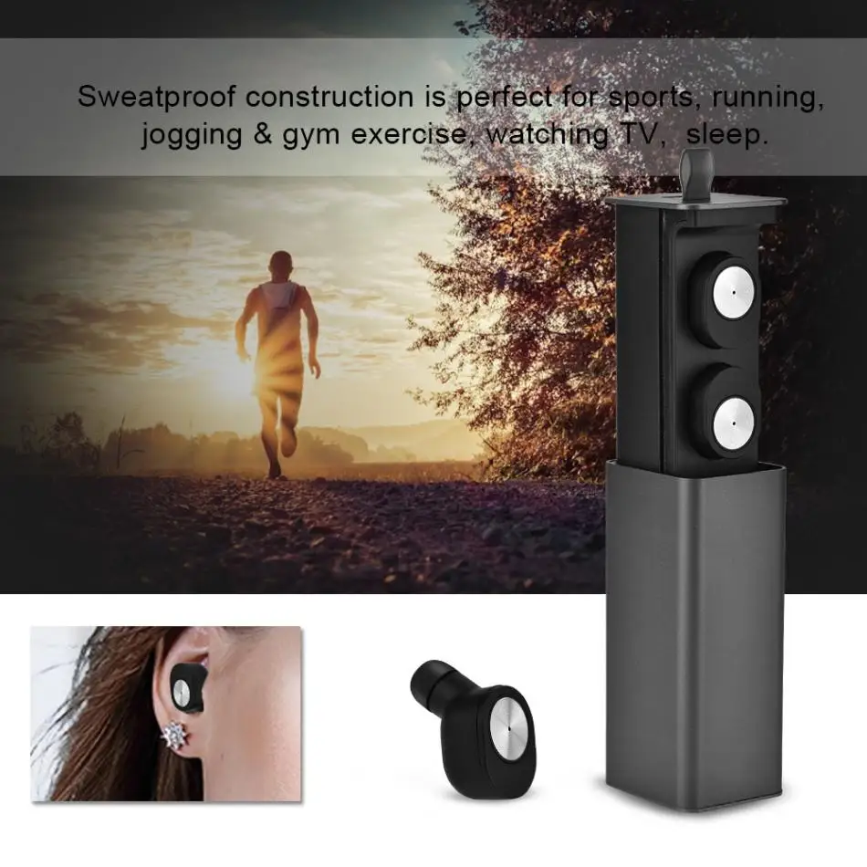 

Mini True Wireless Bluetooth Twins Stereo In-Ear Headset Earphone Earbud & Charging Box