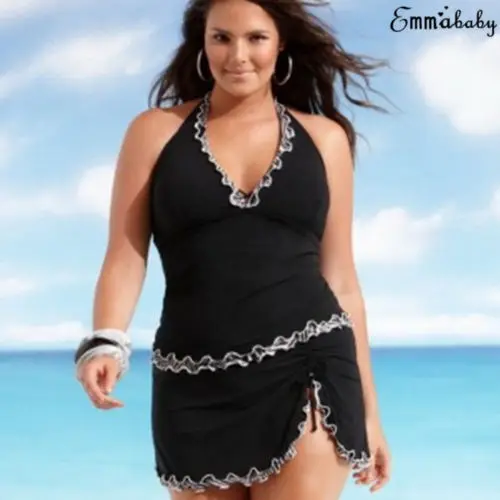 

Emmababy Women Bathing Suit Bikini Cover Up Dress V Neck Playsuit Swimwear Plus