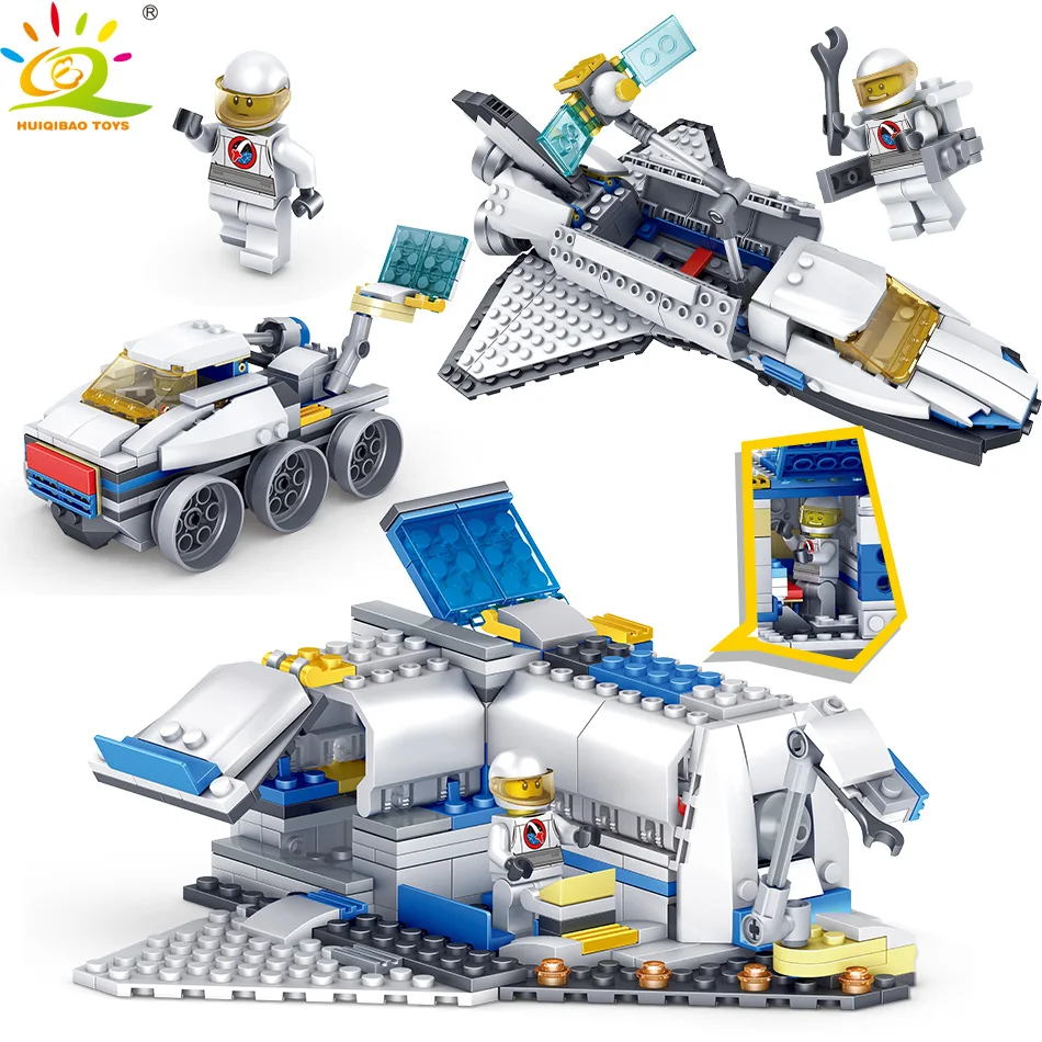

HUIQIBAO TOYS 305pcs Space station spaceship Building Blocks For Children Compatible Legoed City Police cars Creator 3in1 Bricks