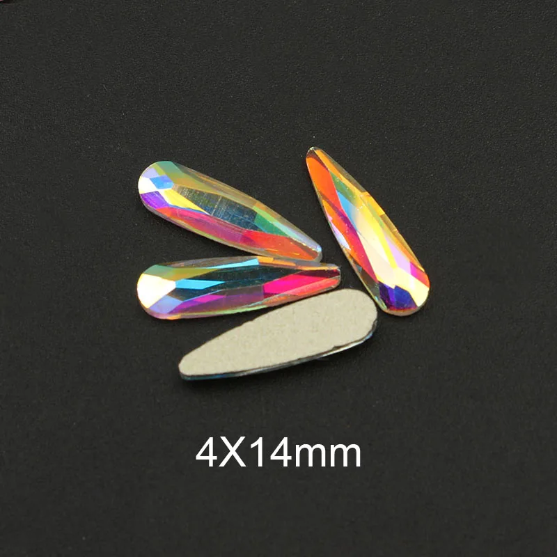 Fashion Crystals AB 30pcs/lot 3D Nail Art Long Water Drop Fancy Shaped Colorful Glass Stones For 3D Nails Art Decorations 