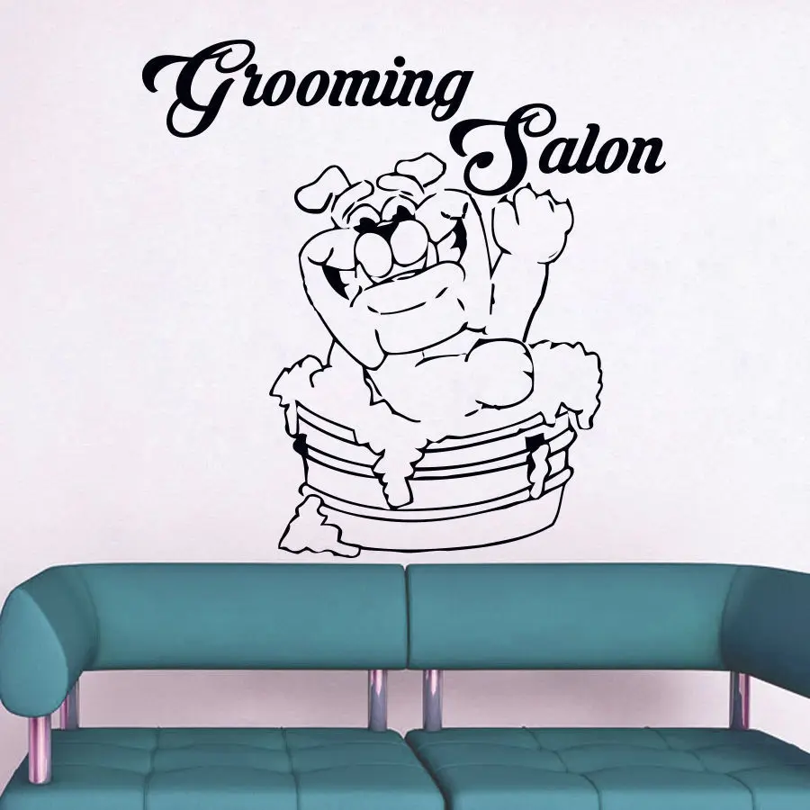 Grooming Salon Wall Decals Pet Dog Vinyl Sticker Mural Decor Waterproof