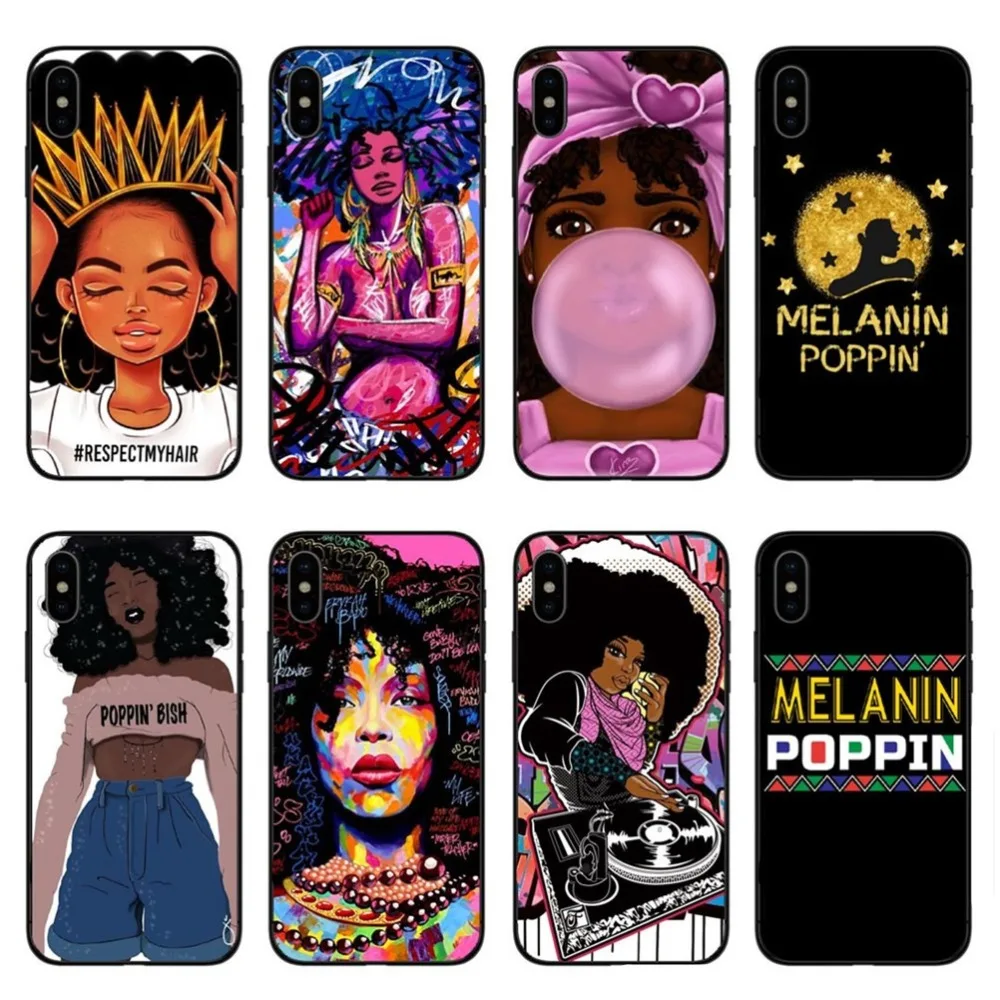 Модные африканские девушки Жесткий ПК телефон чехол для iPhone 7 XR XS Max 6 S Plus 5 5S SE 8 Melanin