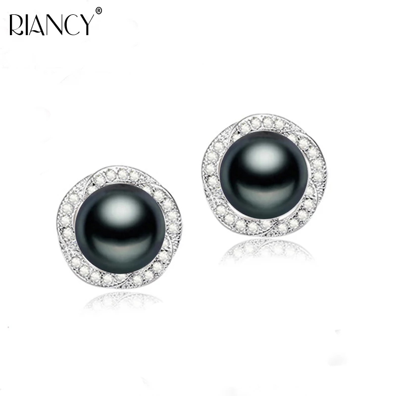 

Fashion black Pearl Earrings Natural Freshwater Pearl Rose Flower 925 Sterling Silver Earrings Pearl Jewelry For Women