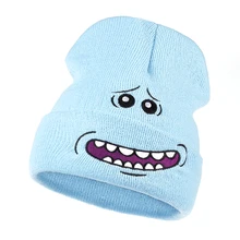 Г-н Meeseeks Вязаные шапки зима Рик и Морти Кепка аниме Теплая Мультфильм loveless Beanie спорт на открытом воздухе лыжные вязаные шапки Skullie