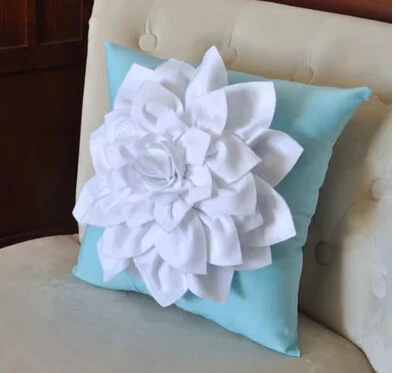 680 творческий холст ручной работы soild цветок подушки белые лепестки без заполнения поясничного диван кровать дома номер декабря - Цвет: Синий