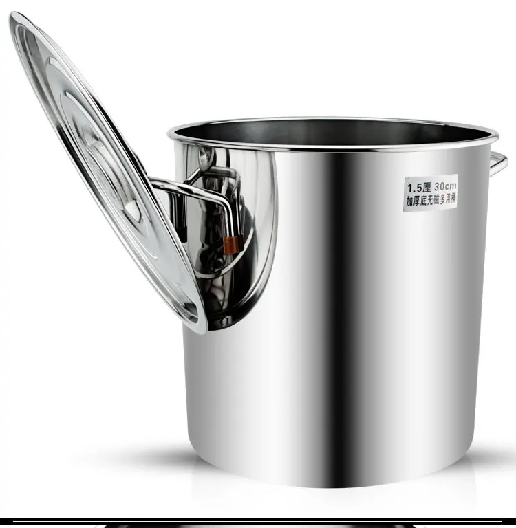 

Stainless Steel Composite Base Pots 25cm~60cm 1.5-2mm Thicken Soup Bucket Large Capacity Hotel Kitchenware