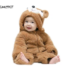Loozykit/Детский комбинезон для новорожденных, зимний костюм, одежда для маленьких мальчиков, теплая одежда для маленьких девочек, комбинезон с животными, детский комбинезон, комбинезон