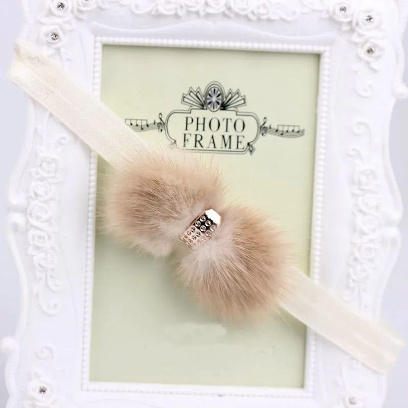 Милое меховое оголовье marten hairband аксессуары для волос Элегантные меховые банты оголовье для фотосъемки