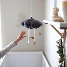 Nursery Style White Pink Moon Cloud And Star Baby Bed Mobile Hanging Girls Boy Room Decoration Accessories Nursery Decor Drop