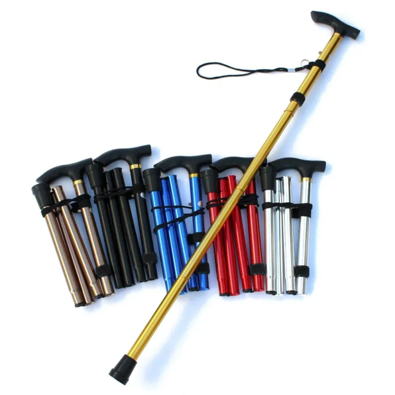 Ultralight Walking Sticks Trekking Trail Poles 4-Sections Aluminum Alloy Foldable Adjustable Anti Slip Cane |