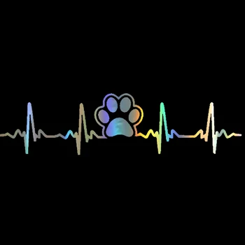 

17.7*4.5cm Dog Paw Print Heartbeat Fashion windowbon Fiber window Sticker Vinyl Decal Auto Stickers and Decals window Styling