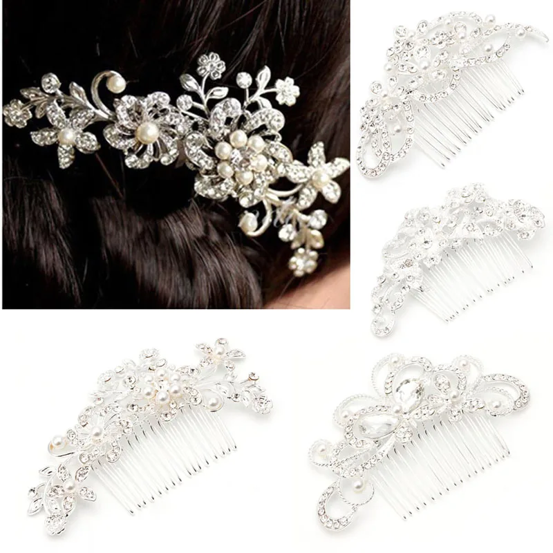 Новые женские со стразами с искусственным жемчугом элегантный зажим для волос гребень Свадебный Шпилька Для женщин Hairwear Свадебные