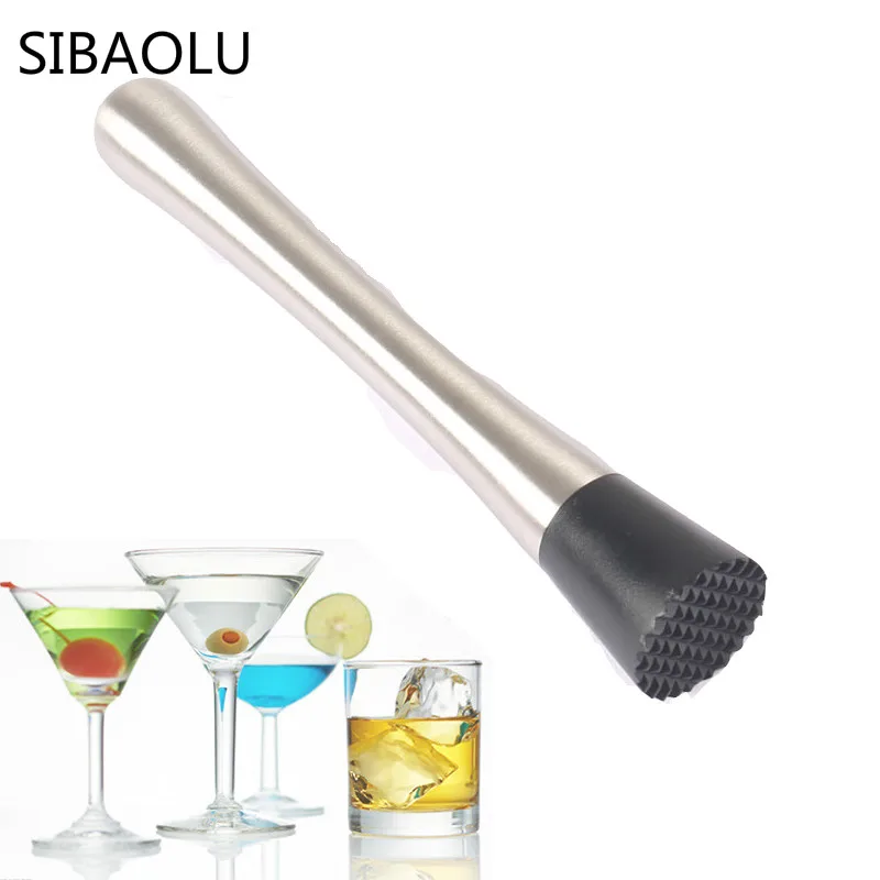 SIBAOLU Cocktail Muddler Stainless Steel Bar Mixer Barware Mojito