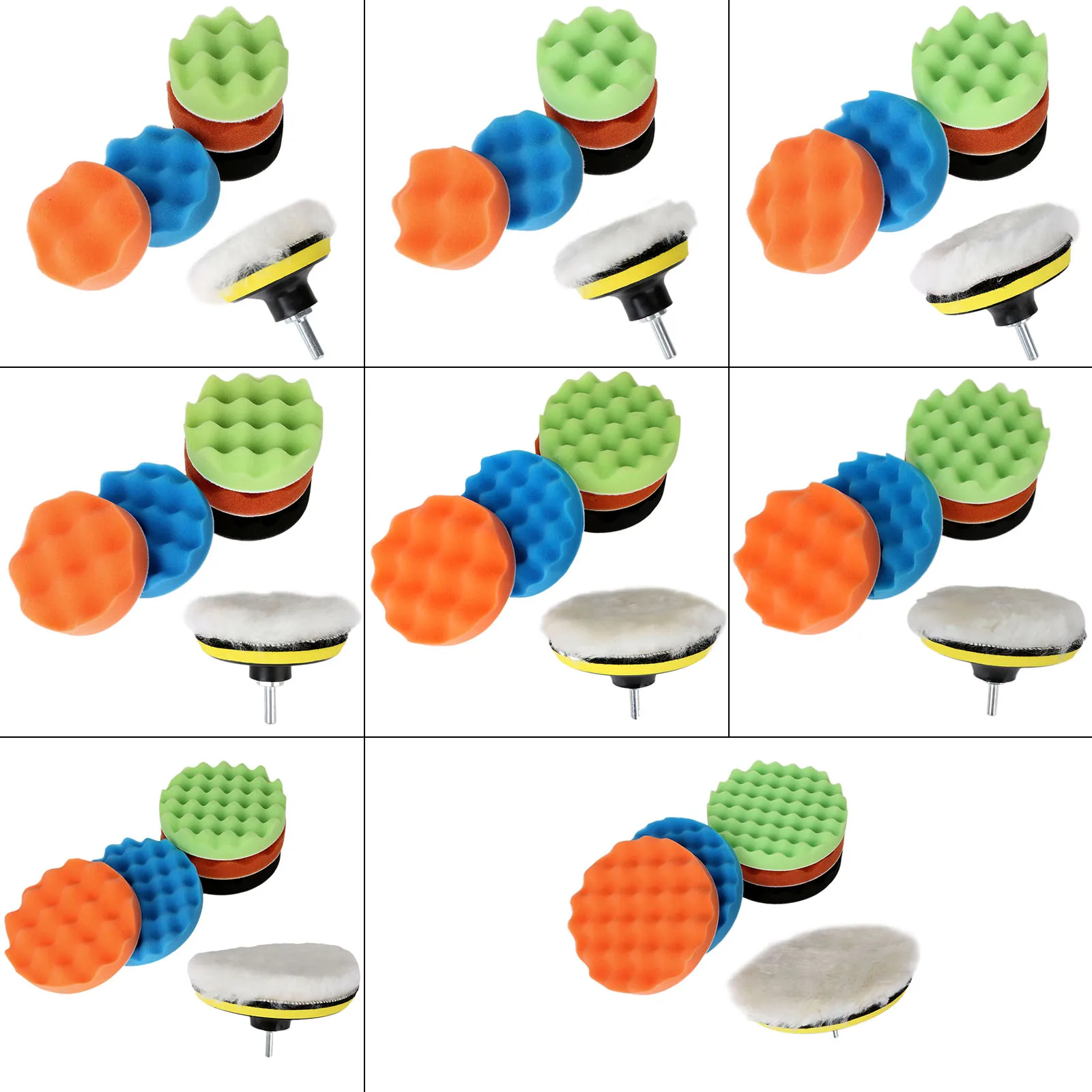 

DRELD 8Pcs Sponge Polishing Pad 3/4/5/6/7 inch Buffing Waxing Pad For Car Polisher Buffer M10/M14 Drill Adapter Wheel Polisher