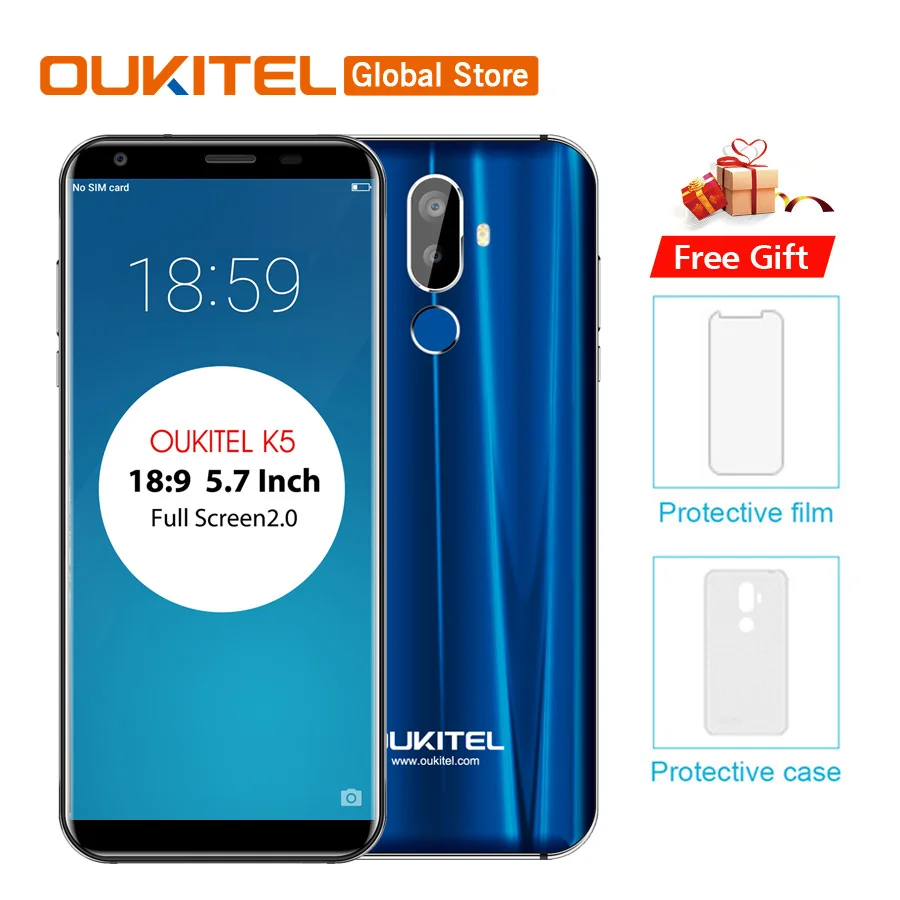 Оригинальный Oukitel K5 18:9 Дисплей 5 7 ''HD Android 0 2 ГБ Оперативная память 16 Встроенная