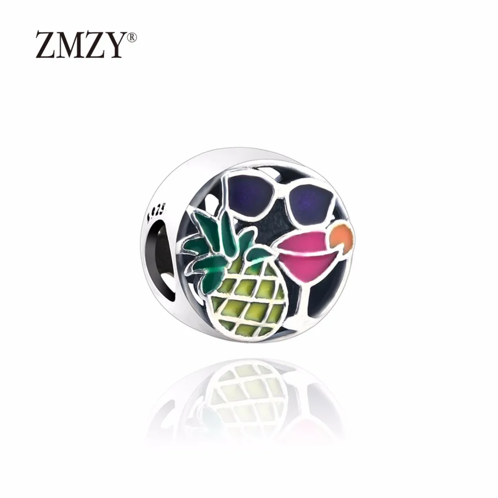

ZMZY Original 925 Sterling Silver Charms Vacation Enamel Cocktail Beads Fits Pandora Bracelet Women DIY Jewelry Wholesale