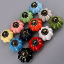 1x 33mm Ceramic Door Drawer Handles Pumpkins Knobs Europe Ceramic Door Cabinet Cupboard Handles Pull Kids room Dresser knobs lovely cartoon ceramic children room furniture samll flower dog drawer shoe cabinet dresser door handles knobs kinds knobs