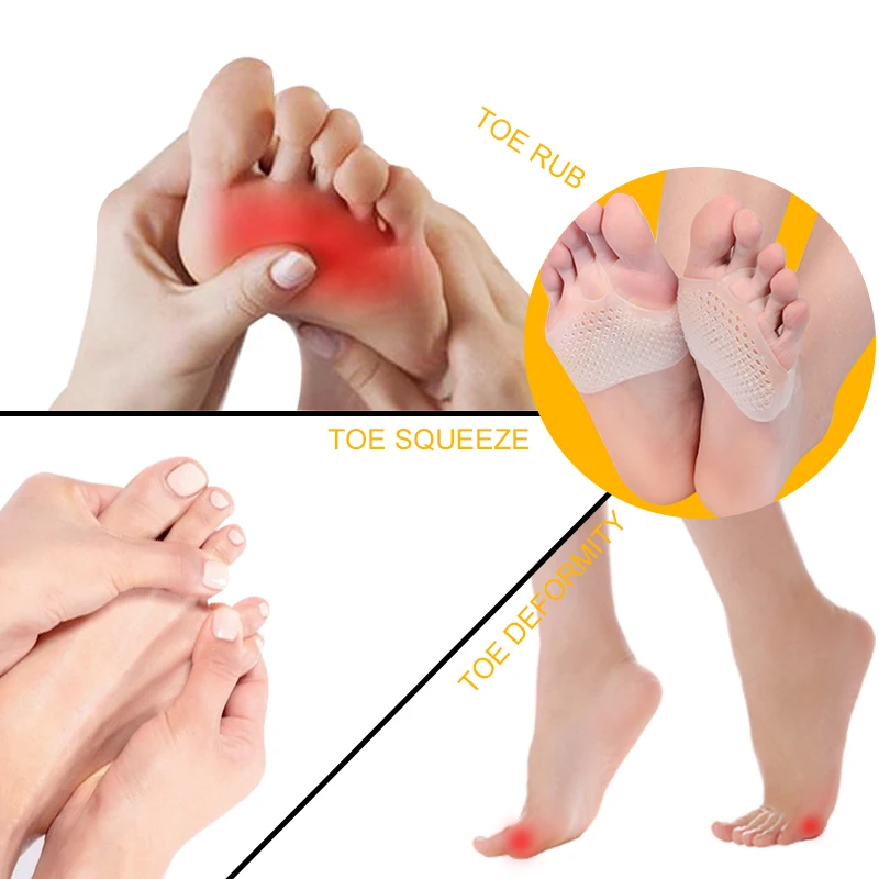Soumit Medical Forefoot Pad Silicone Gel Foot Protector Pads Anti-slip for Pain Relief Toes Insert Half Yard Insole Dropshipping