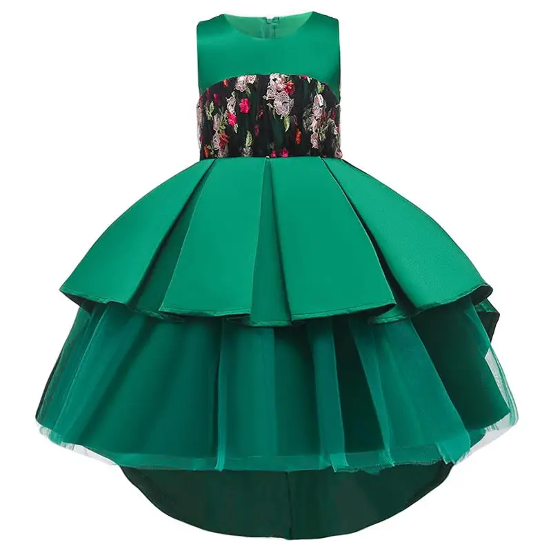 Лидер продаж года; Летнее нарядное платье для девочек; Детские платья для девочек; платье принцессы; элегантная одежда Vestidos; роскошное Пышное Платье с вышивкой - Цвет: Green