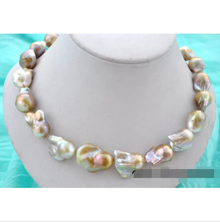 

A+ 18" 25mm baroque lavender reborn keshi pearl necklace ^^^@^Noble style Natural Fine jewe FREE SHIPPING