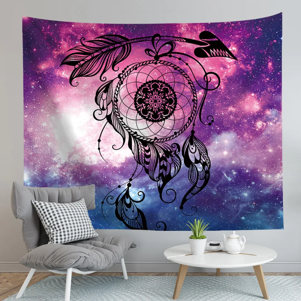 Hippie Boho Mandala Tapestry Wall Hanging Ouija Psychedelic Tapestry Moon Starry Sky Colorful Decor Bedroom Wall Carpet Blanket