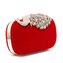 Mode Frauen Clutch Frau Geldbeutel und Handtaschen Diamant Pfau Verschluss Hochzeit Taschen