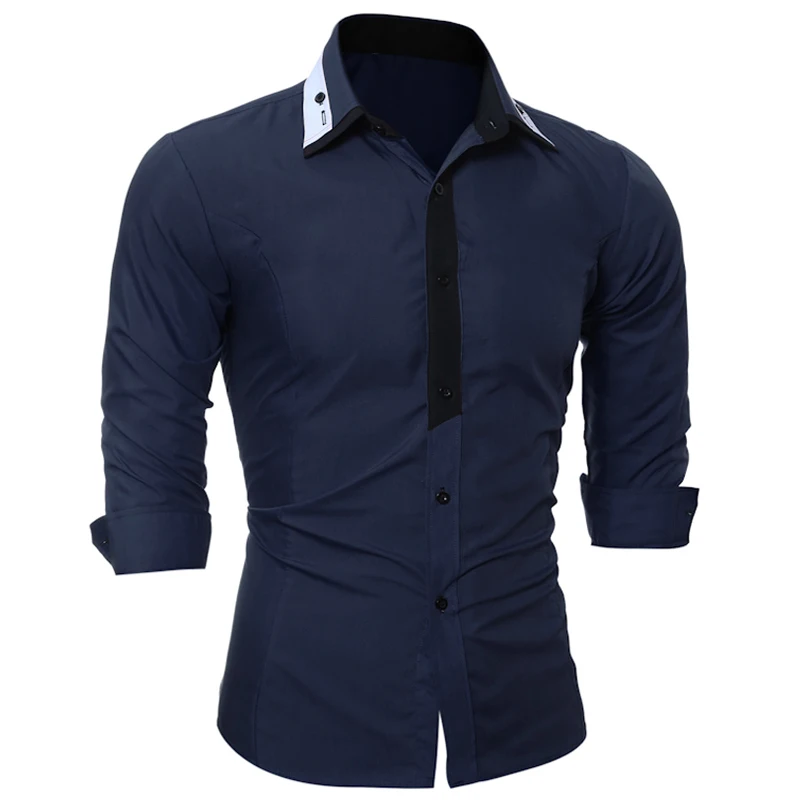 Бренд, модная мужская рубашка с длинным рукавом, топы, классические, смешанные цвета, облегающие мужские рубашки, облегающие мужские рубашки 3XL