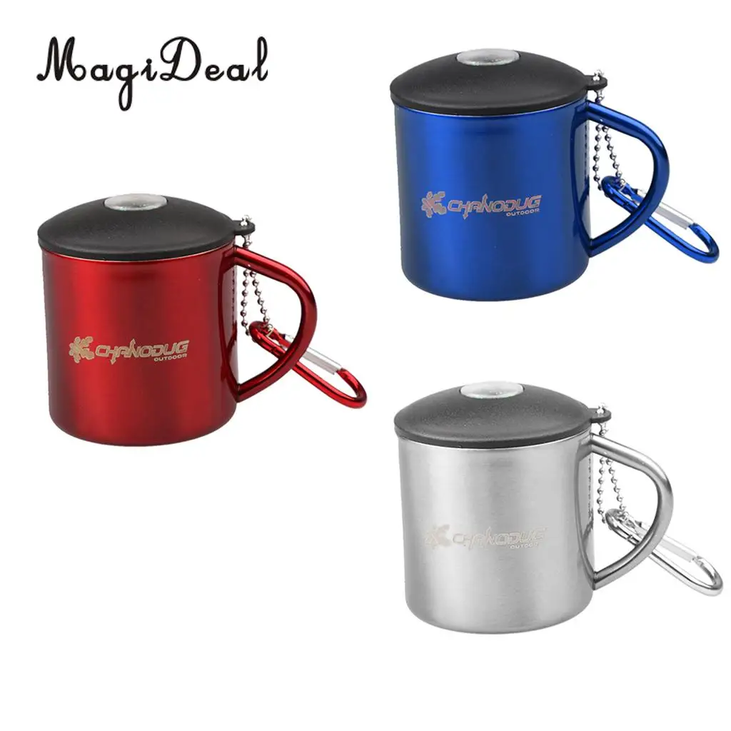 Buy Stainless Steel Cup Camping Tableware 220ml Mug Picnic Heat Resistant Water Cup With Bag Outdoor Cookware