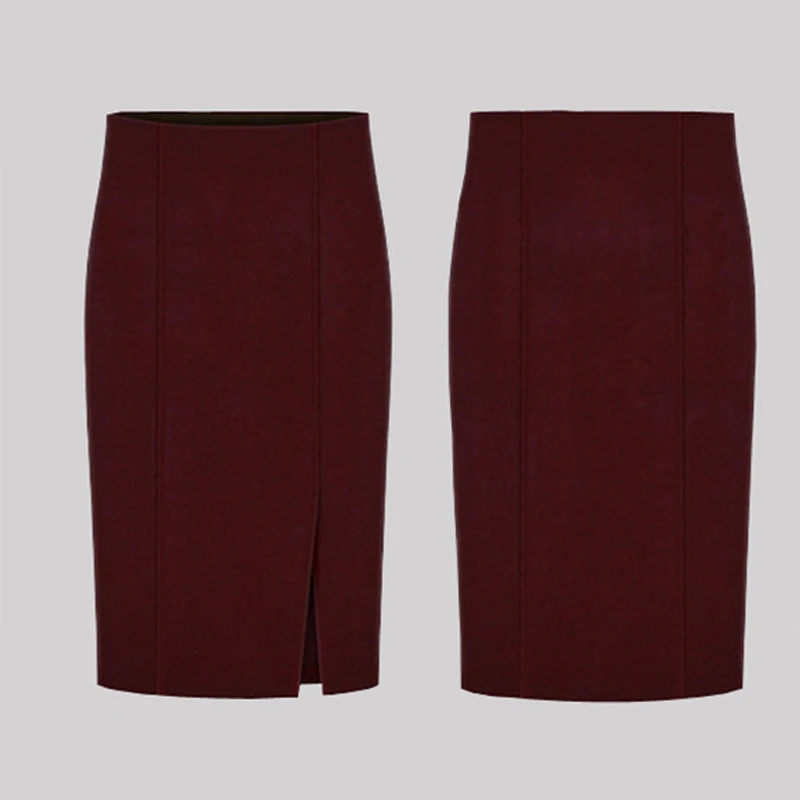 Женская трикотажная юбка карандаш из хлопка и шерсти до колена|fashion pencil skirt|pencil
