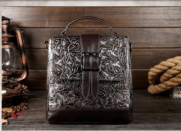 

First layer of cowhide women's personality embossed one shoulder cross-body handbag casual vintage solid color handbag cowhide