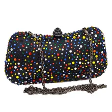 Украшенные разноцветными кристаллами сумки в комплекте золотого цвета со стразами клатчи маленький кошелек и Сумки Для женщин вечерний клатч женские свадебные сумочки с цепочкой T12