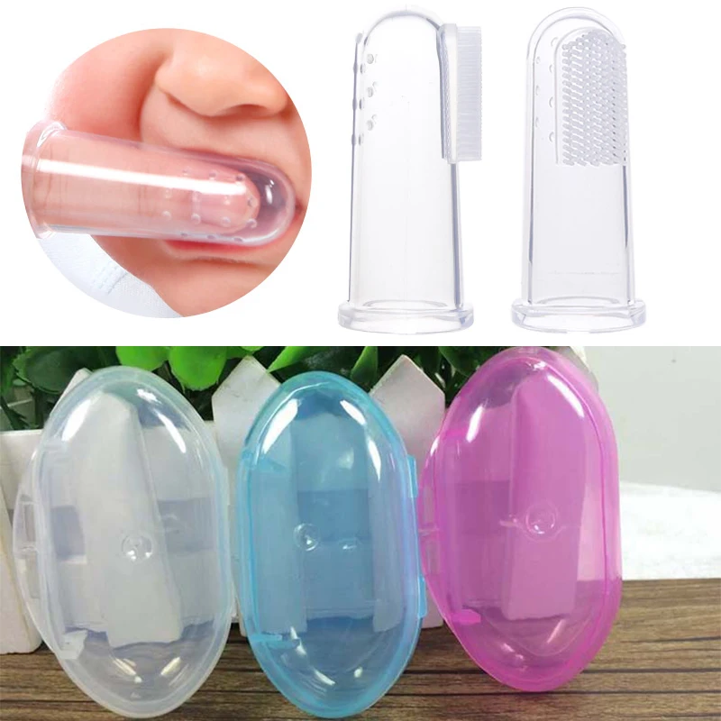 1PC Silicone Baby Finger Toothbrush and Box Children Teeth Clear Rubber Kids Massager Cleaning Tooth Brush Infant Brush