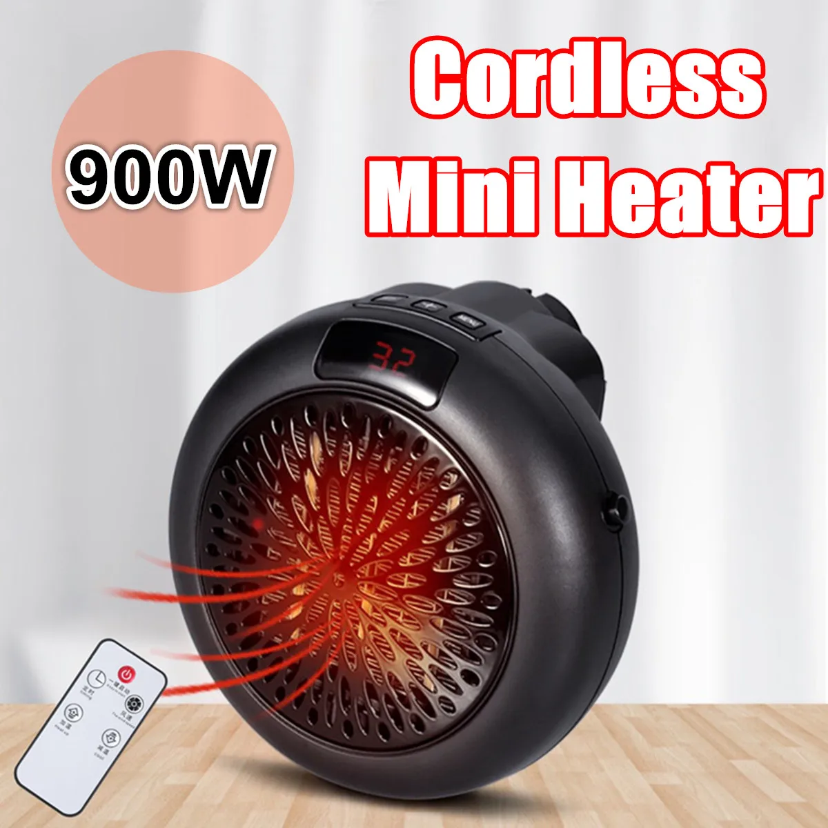 900W Electric Heater Mini Fan Heater Desktop Household Wall Handy Heating Stove Radiator Winter Body Warmer Ceramic Machine
