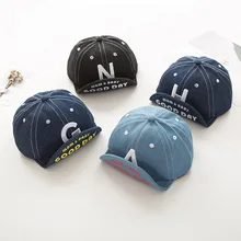 Весенне-летняя Детская кепка с вышитыми буквами, джинсовая бейсбольная шапка для маленьких мальчиков и девочек, Повседневная шляпа от солнца