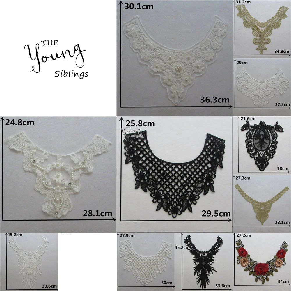 

Women's Fashion Lace Collar Sewing Fabric DIY Delicate Lace Neckline Embroidery Applique Clothing Decoration Craft Accessories