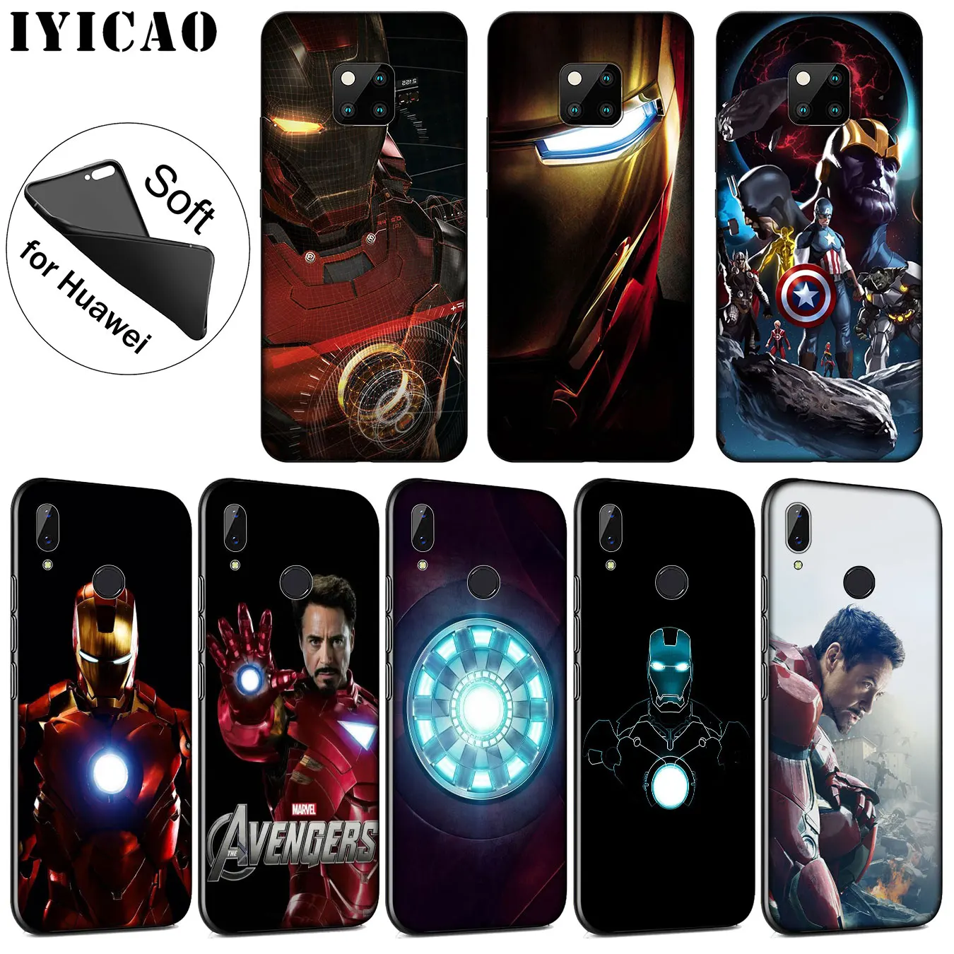 IYICAO Marvel Iron man Soft Silicone Phone Case for Huawei Mate 30 20 10 Pro Nova 5I 5T 5 4 4E 3i 3 2i Lite Smart |