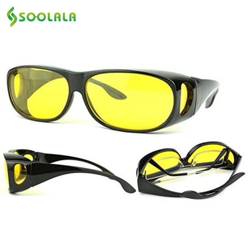 

SOOLALA Womens Mens Brand New 2017 Sunglasses HD Night Vision Wraparounds Wrap Around Windproof Sunglasses Lunette De Soleil