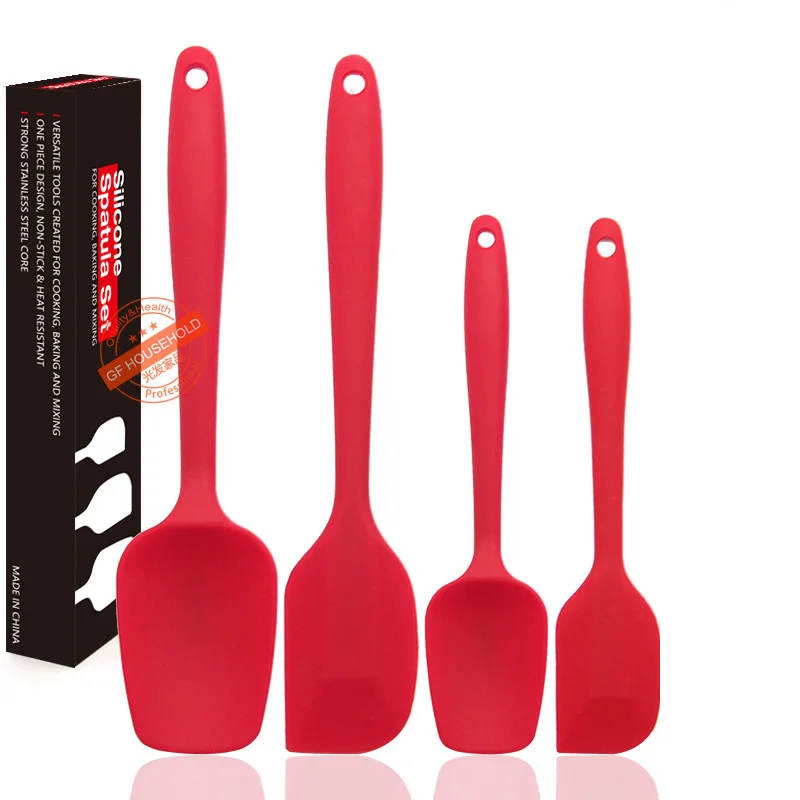 4-piece Heat Resistant Silicone Spatulas Set Rubber Spatula Kitchen Utensils Non-Stick for Cooking, Baking and Mixing