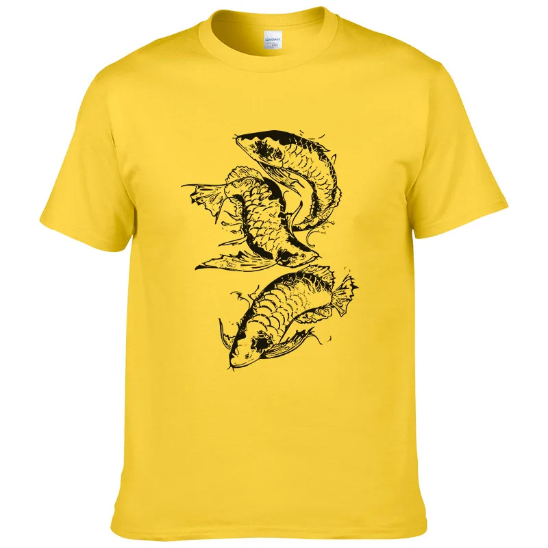 

New Hand-painted Fish T Shirt Men Cotton Printed Short sleeve T-Shirt Man 2017 Summer Fashion Cool Tops Casual Tees #067