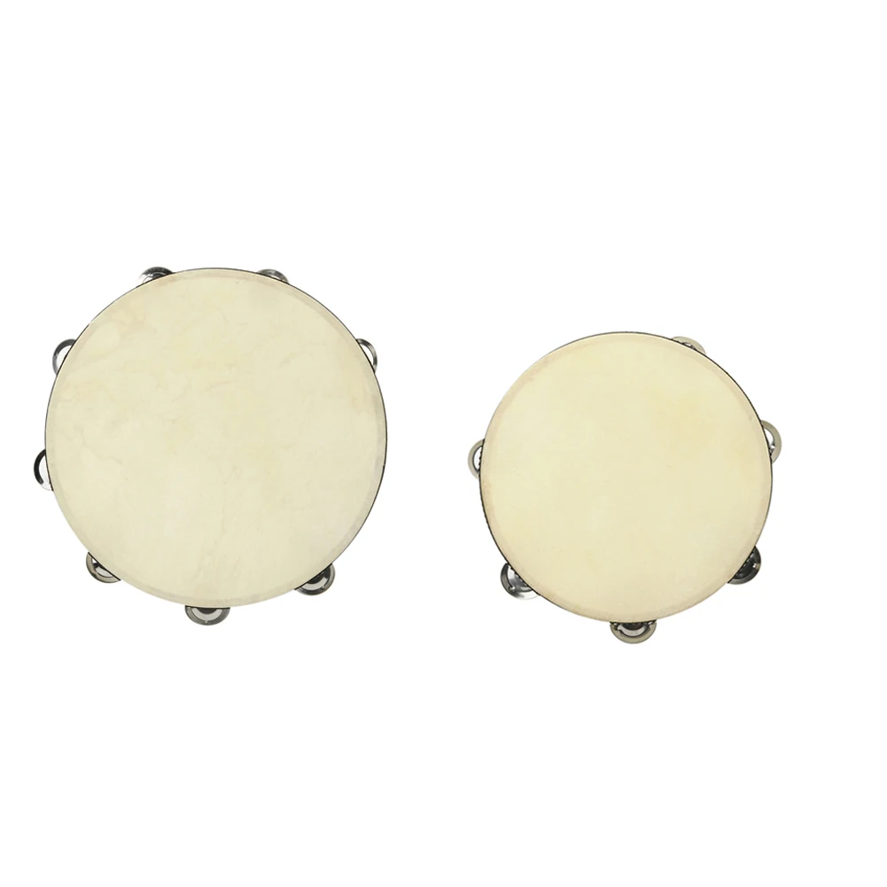 8/10 Hand Held Tambourine Drum Bell Birch Metal Jingles Percussion