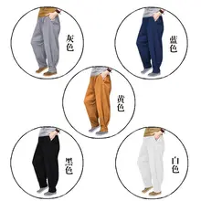 Унисекс Лето и весна хлопок и лен форма для боевых искусств брюки монахи Шаолинь дзен брюки Единоборства Кунг блумеры для кунг-фу черный/синий/серый