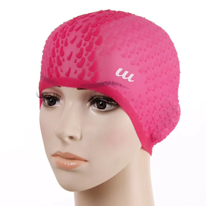 2 Pcs Youyou High Elasticity Silicone Particle Swimming Cap Ear Protection Waterproof Hats for