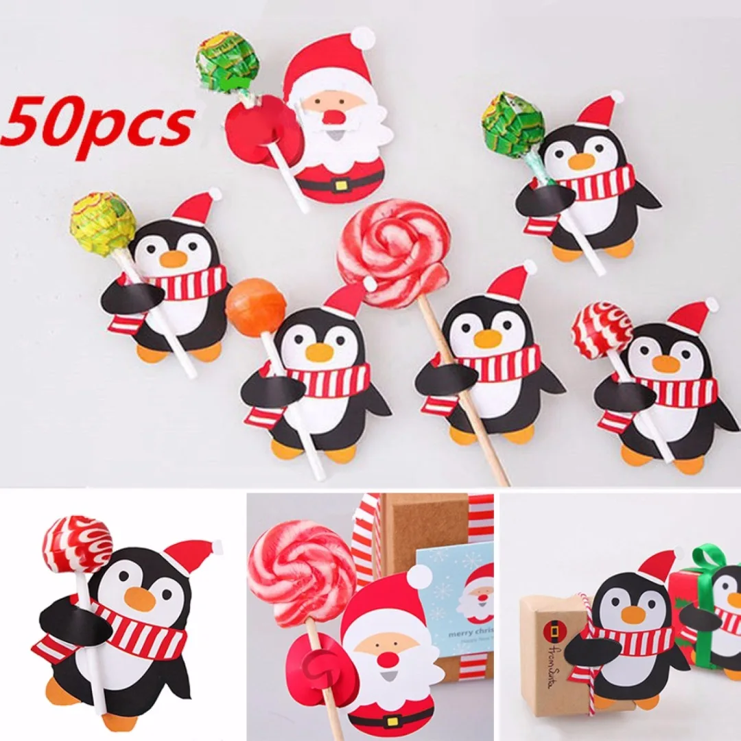 50 pcs Christmas Lollipop Sticks Paper Candy Chocolate Cak Christmas Decor Gi~GQ 50 pcs Christmas Lollipop Sticks Paper Candy Chocolate Cak Christmas Decor Gi~GQ