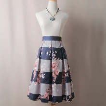 Новые летние модные женские туфли Цветочный принт Женская гофрирующая юбка Винтаж Флористический с высокой талией юбка на молнии элегантные ретро-юбки