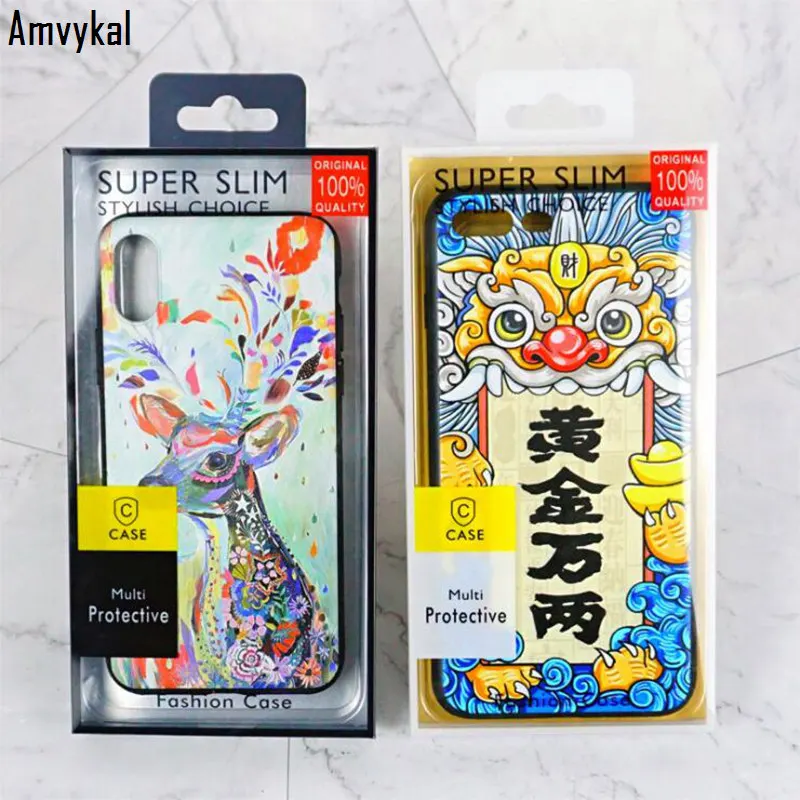 Amvykal для iPhone XR XS Max на возраст 5, 6, 7, 8, Samusng S10e S10 S9 S8 S7 плюс телефон универсальные чехлы Розничная упаковочная коробка из ПВХ посылка - Цвет: Mixed Colors