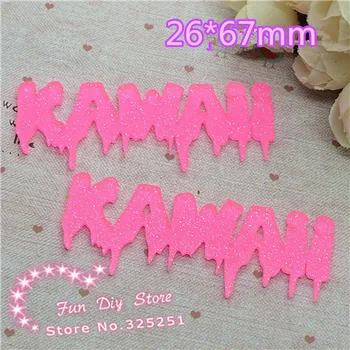 

acrylic shiny deep pink kawaii word Flat back Scrapbooking 10pcs/lot 26*67mm