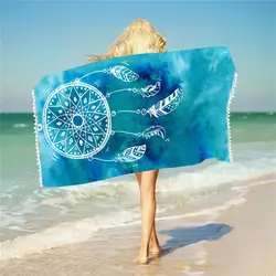 Ловец снов печати Ванна Полотенца с Ленточки Мультфильм микрофибры прямоугольник пляж Полотенца для взрослых детей Цветочный Пикник